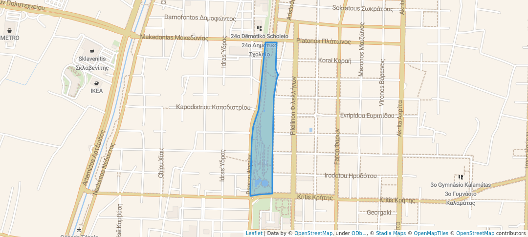 walking in Σιδηροδρομικό Πάρκο Καλαμάτας map in Kalamata