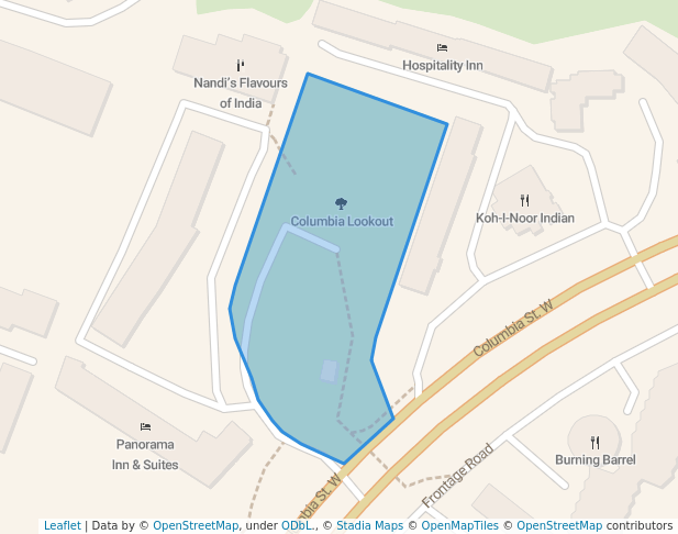 walking in Columbia Lookout map in Kamloops