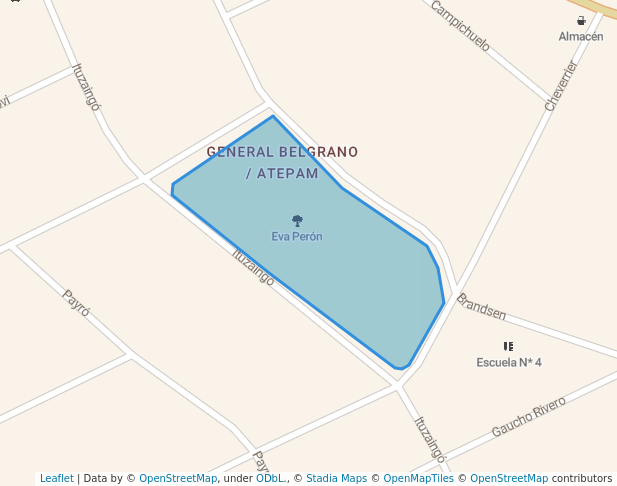 walking in Eva Perón map in Tandil