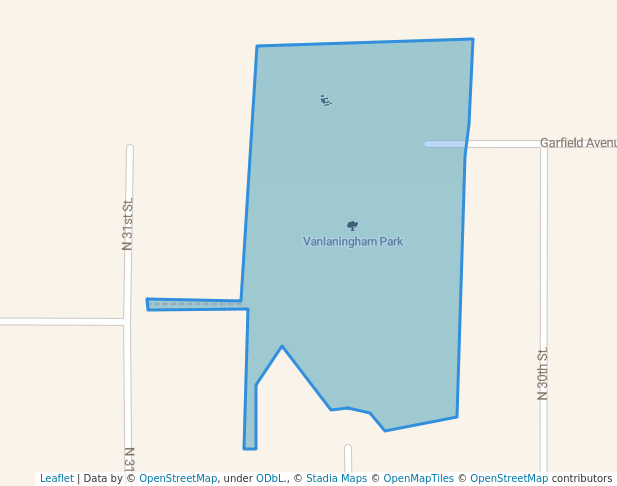 walking in Vanlaningham Park map in Mattoon