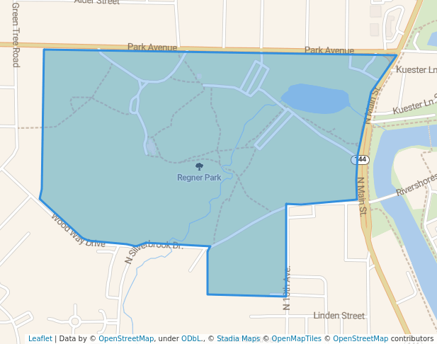 walking in Regner Park map in West Bend