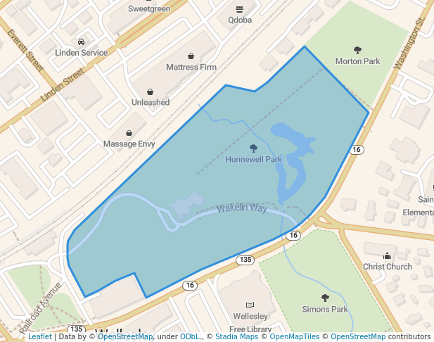 walking in Hunnewell Park map in Wellesley