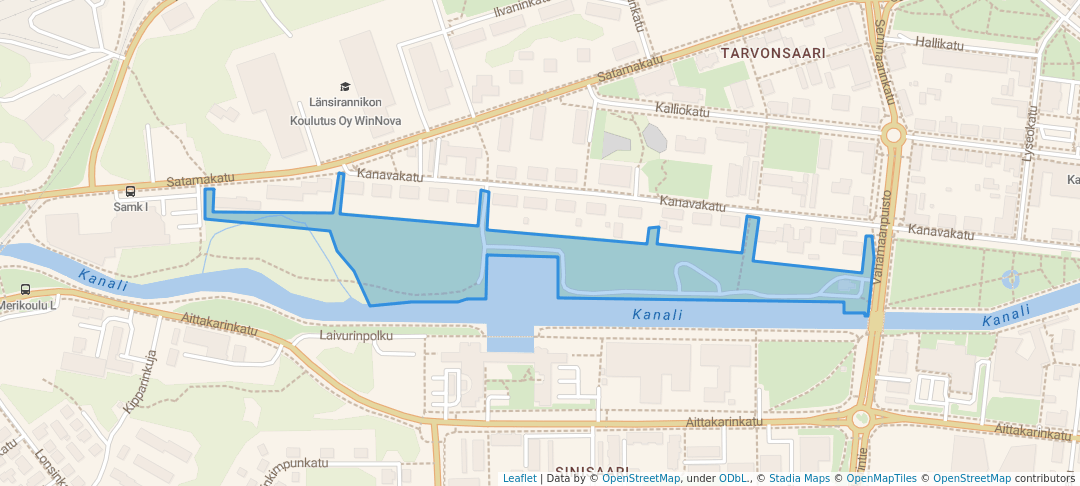 walking in Kanalinpuisto map in Rauma