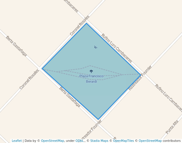 walking in Plaza Francisco Berardi map in Bahía Blanca