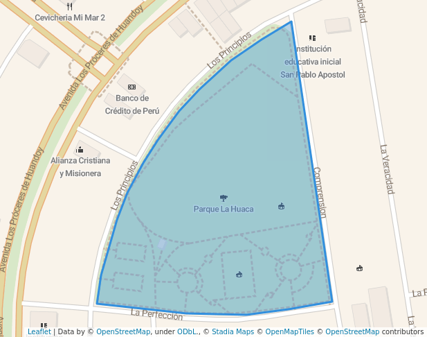 walking in Parque La Huaca map in Los Olivos