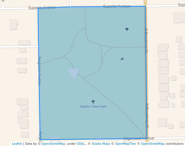 walking in Dayton View Park map in Dayton