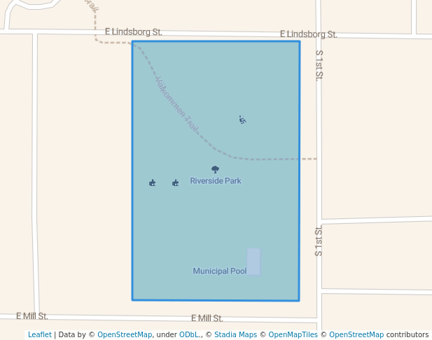 walking in Riverside Park map in Lindsborg