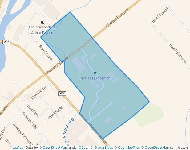 walking in Parc de l'Exposition map in Huntingdon