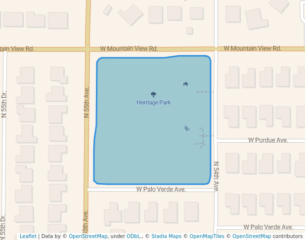 walking in Heritage Park map in Glendale