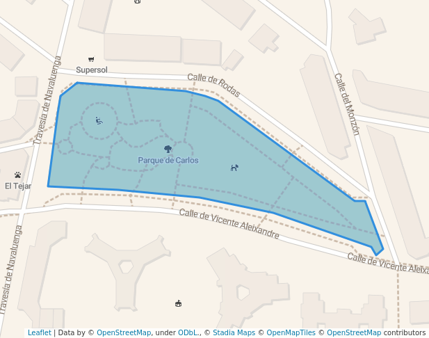 walking in Parque de Carlos map in Majadahonda