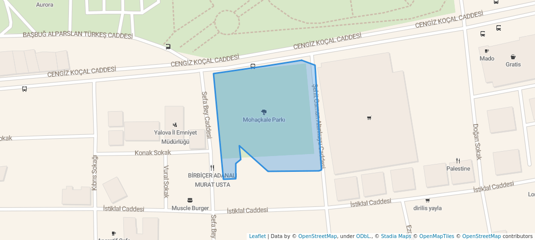 walking in Mohaçkale Parkı map in Yalova