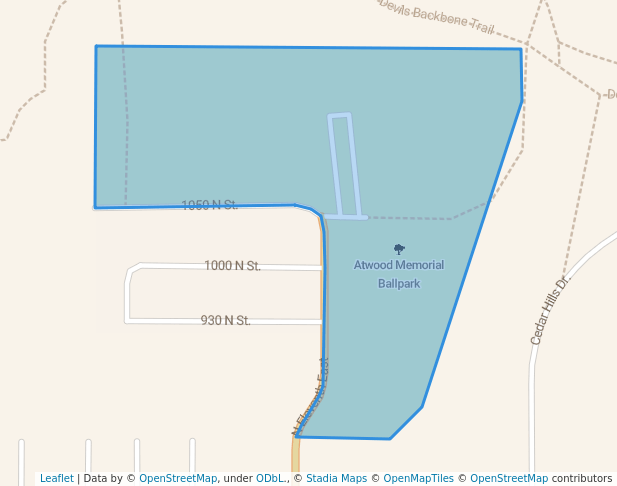 walking in Atwood Memorial Ballpark map in Price
