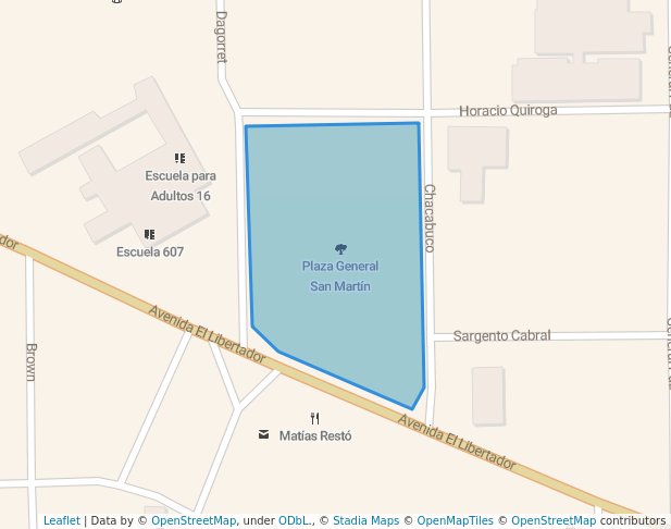 walking in Plaza General San Martín map in Montecarlo