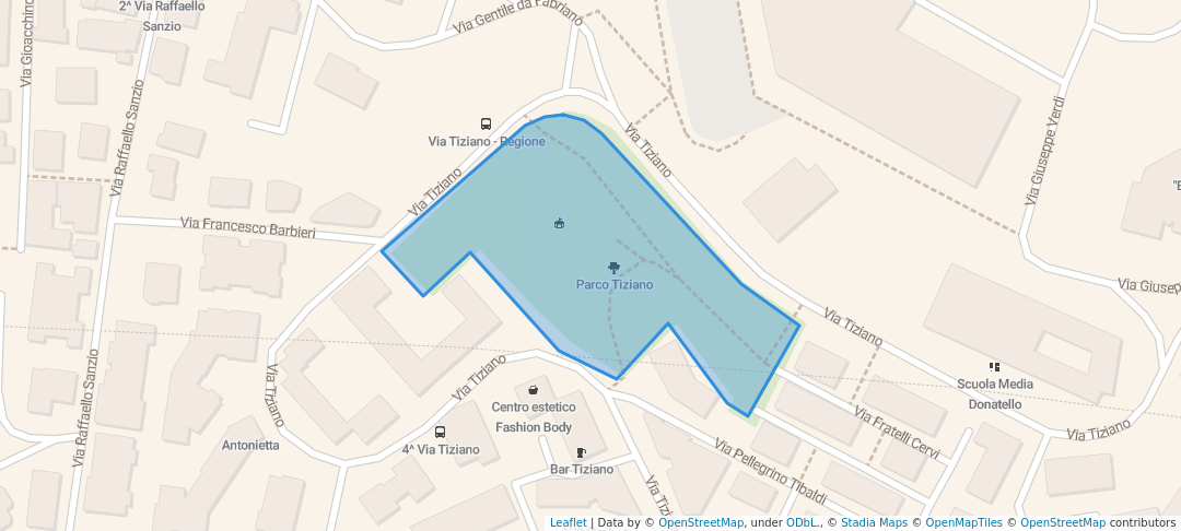 walking in Parco Tiziano map in Ancona