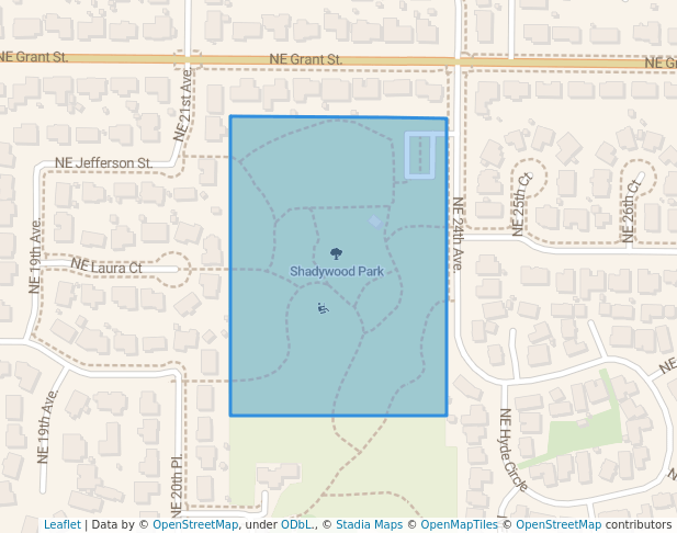 walking in Shadywood Park map in Hillsboro