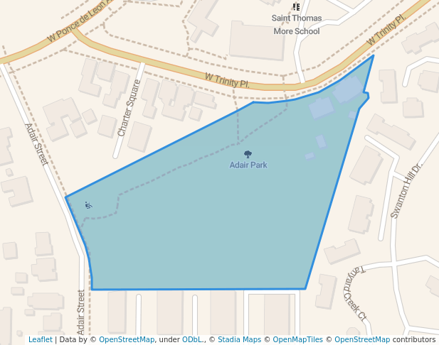 walking in Adair Park map in Decatur