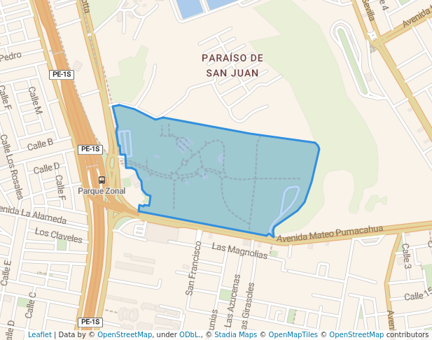 walking in Huayna Cápac Zonal Club map in San Juan de Miraflores