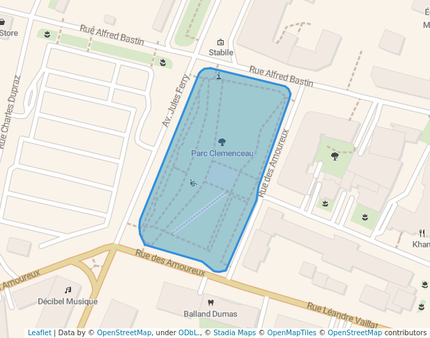 walking in Parc Clemenceau map in Annemasse