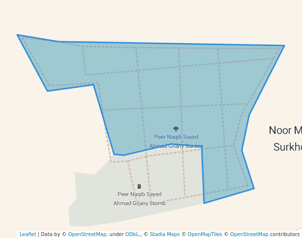 walking in Peer Naqib Sayed Ahmad Gilany Garden map in Jalalabad