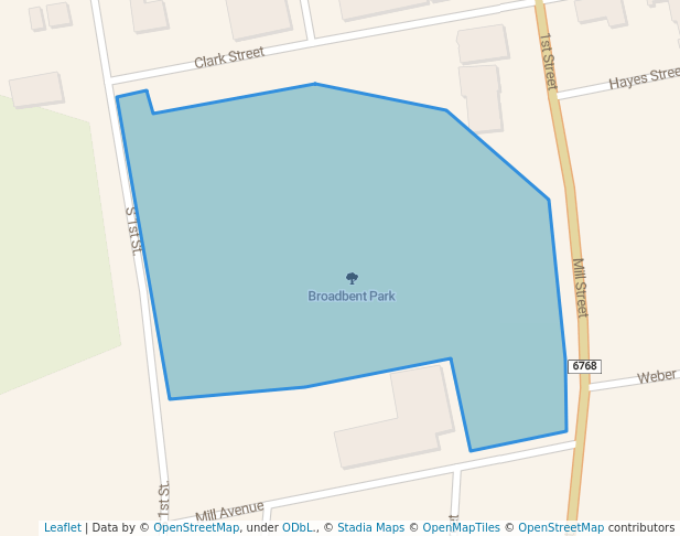 walking in Broadbent Park map in Ely