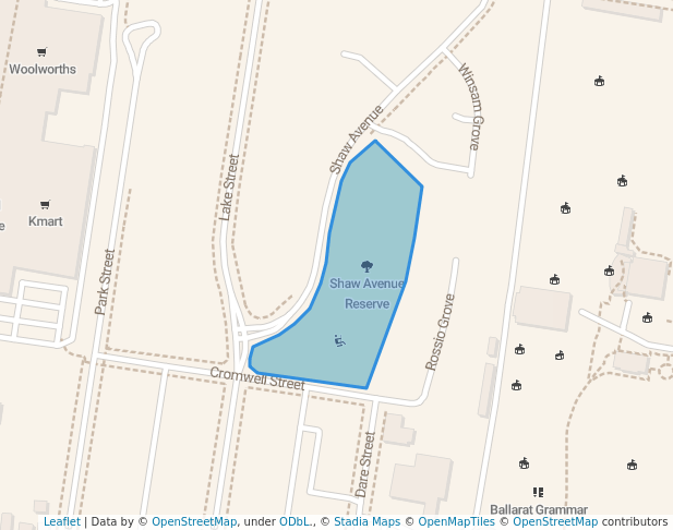 walking in Shaw Avenue Reserve map in Wendouree