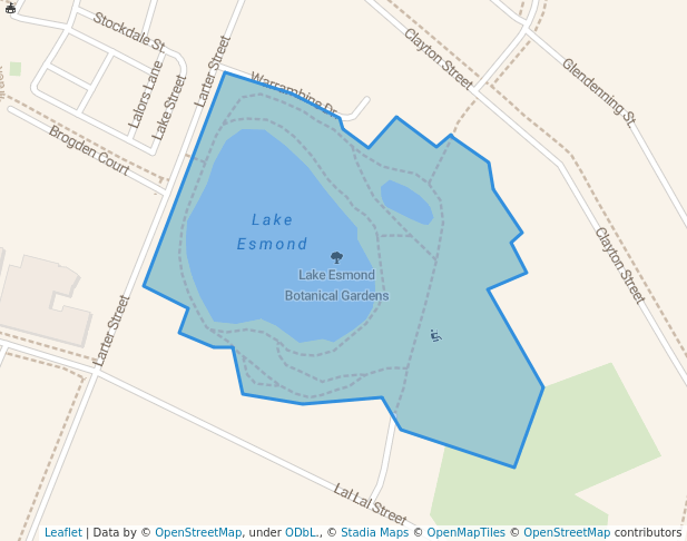 walking in Lake Esmond Botanical Gardens map in Canadian