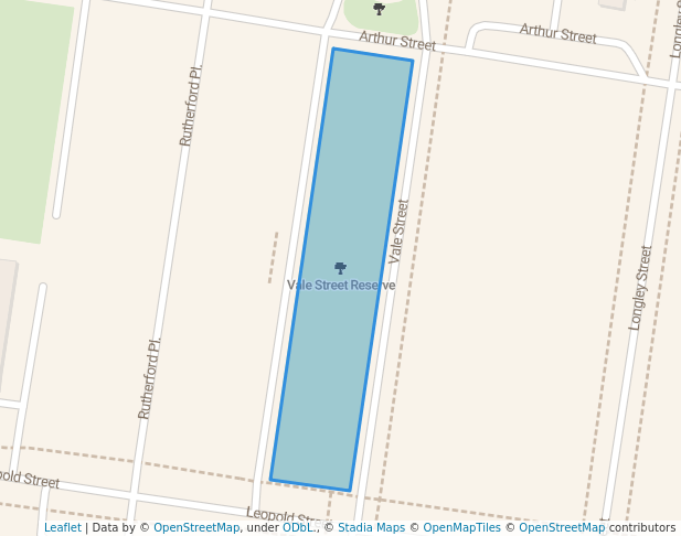 walking in Vale Street Reserve map in Alfredton