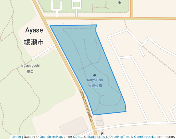 walking in Koryo Park map in Ayase
