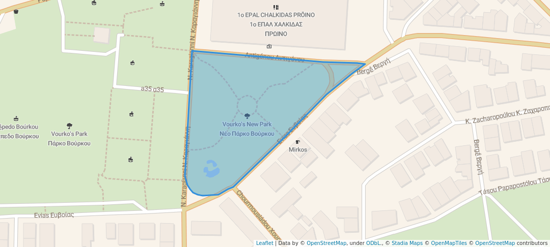 walking in Vourko's New Park map in Chalkida