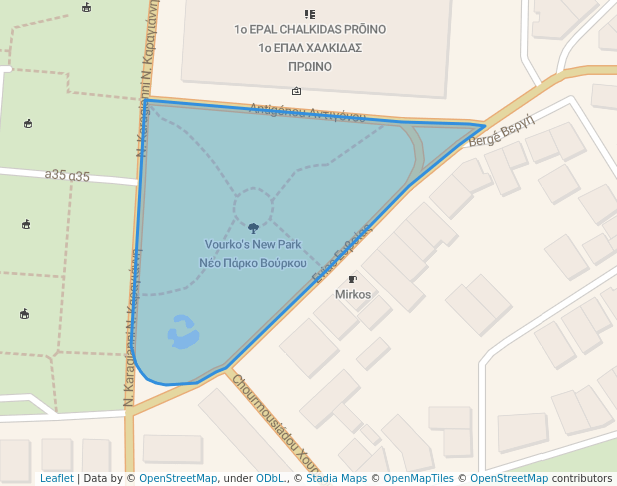 walking in Vourko's New Park map in Chalkida