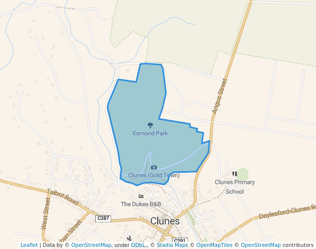 walking in Esmond Park map in Clunes