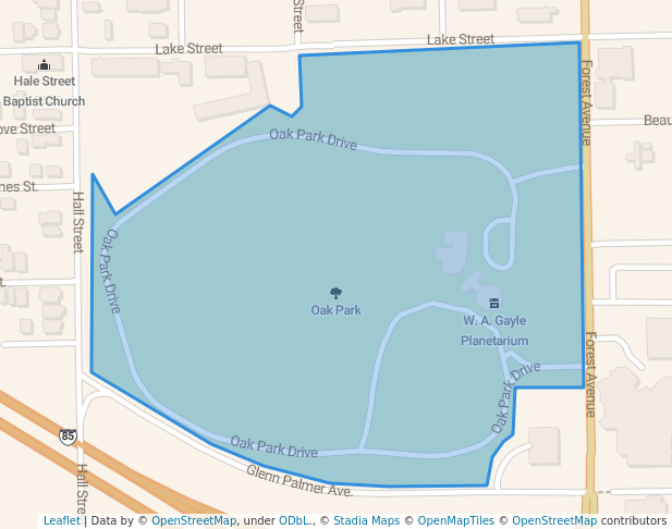 walking in Oak Park map in Montgomery