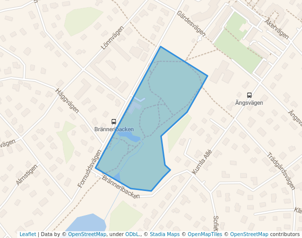 walking in Fornuddsparken map in Tyresö