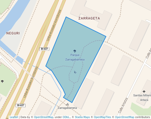 walking in Parque Zarragabarrena map in Leioa