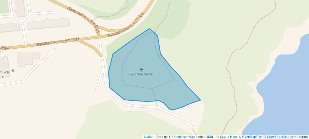 walking in Okpo Nuri Garden map in Geoje-si