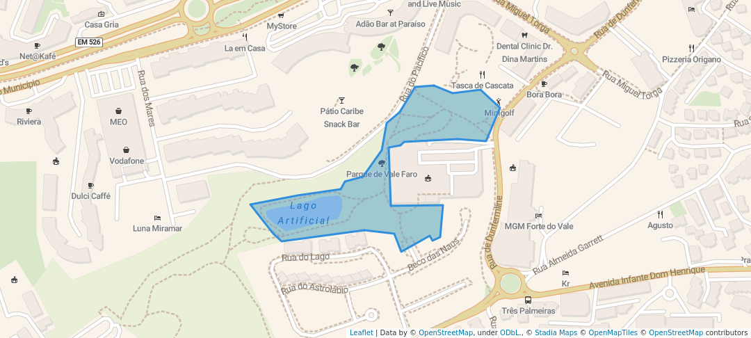 walking in Jardim Vale Faro map in Albufeira