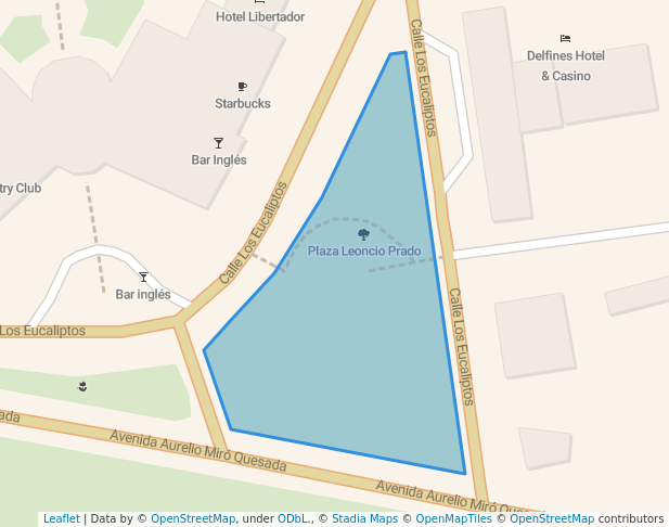 walking in Plaza Leoncio Prado map in San Isidro