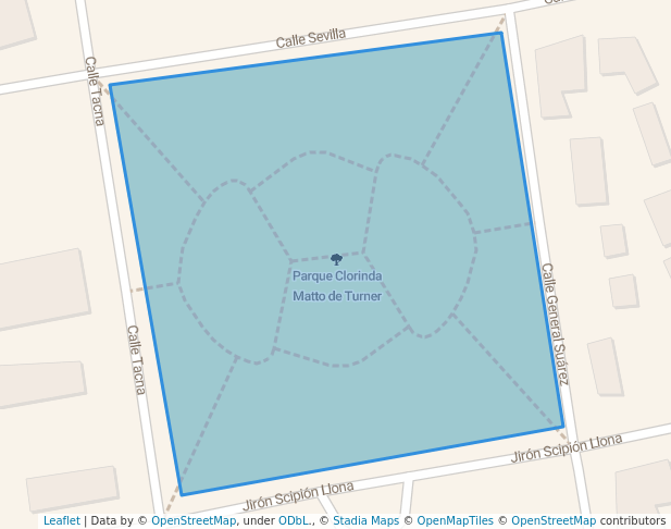 walking in Parque Clorinda Matto de Turner map in Miraflores