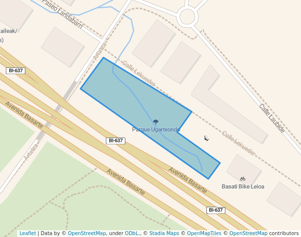 walking in Parque Ugarteondo map in Leioa