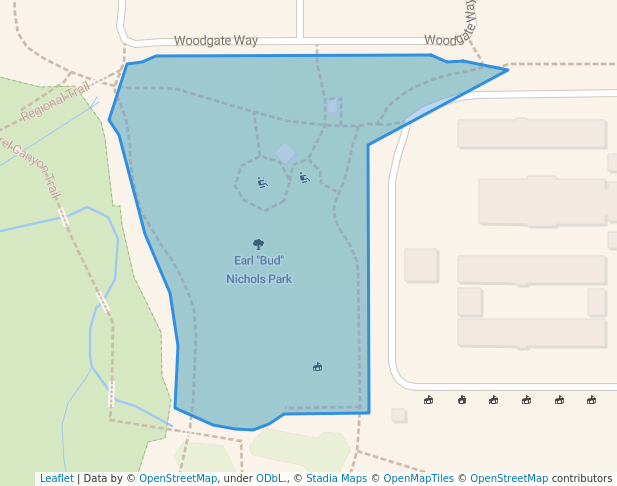 walking in Earl "Bud" Nichols Park map in Roseville