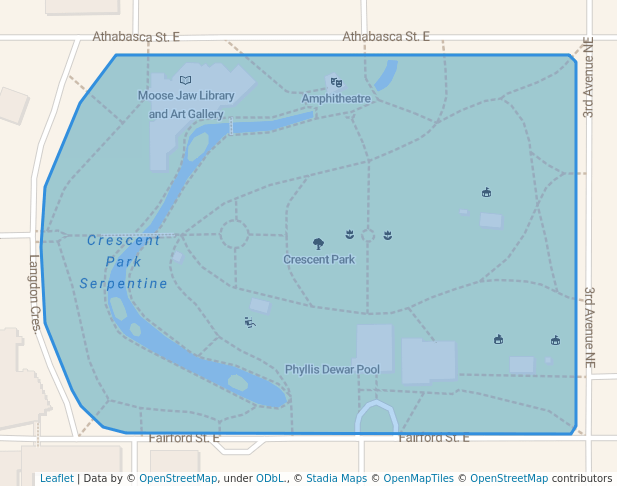 walking in Crescent Park map in Moose Jaw
