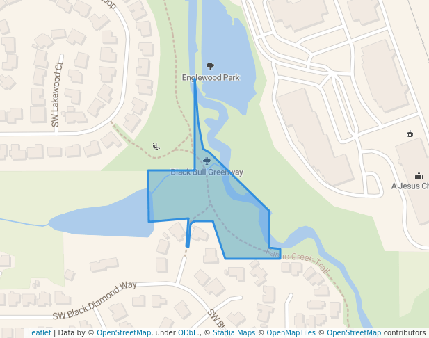 walking in Black Bull Greenway map in Tigard