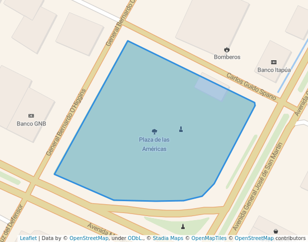 walking in Plaza de las Américas map in Asunción