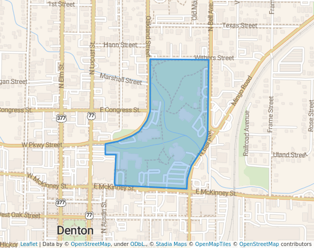 walking in Quakertown Park map in Denton