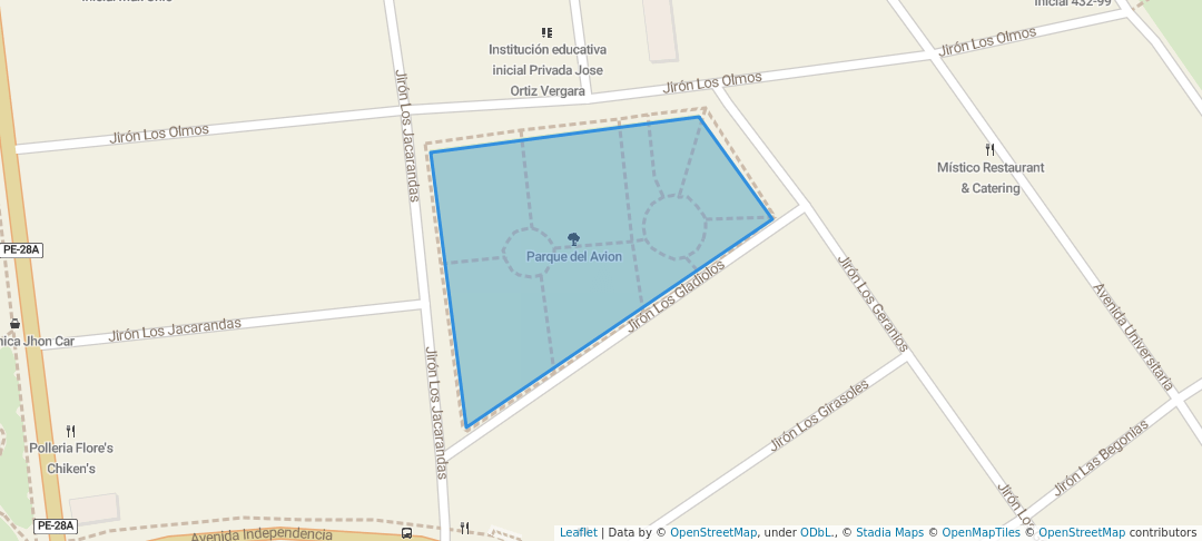 walking in Parque del Avion map in Ayacucho