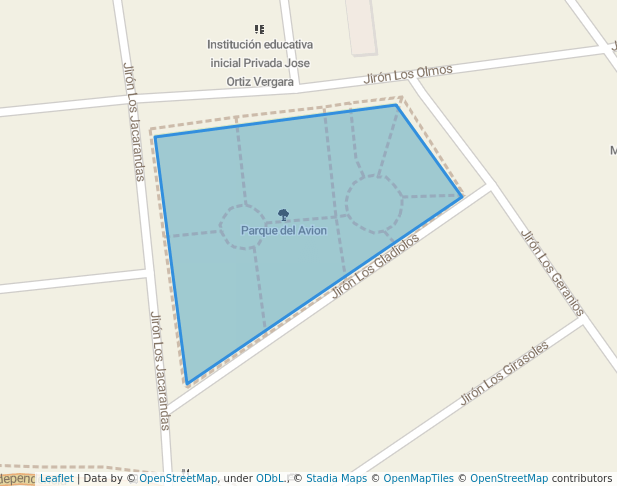 walking in Parque del Avion map in Ayacucho