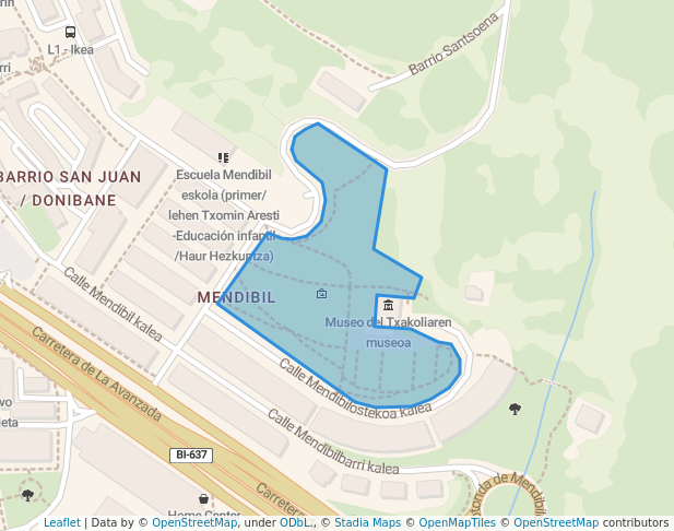 walking in Parque Mendibil map in Leioa