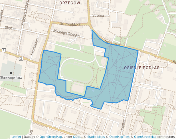 walking in Park Młodzieży map in Ruda Śląska