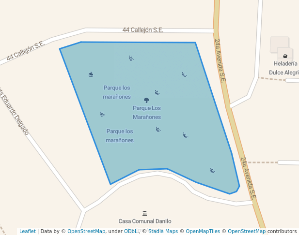 walking in Parque Los Marañones map in Managua