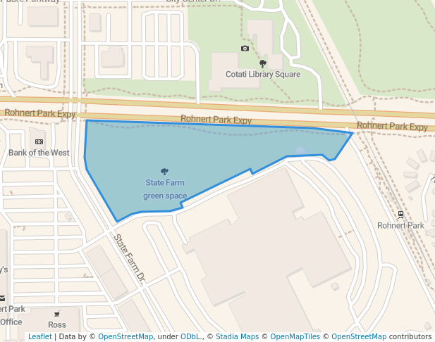 walking in State Farm green space map in Rohnert Park